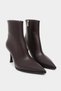 Marma Brown Matte Zipper Detail Pointed Toe Women's Heeled Boots - 3