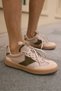 Cori̇a Women's Beige Green Ga Paneled Leather Lace-Up Sneaker - 8
