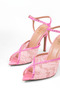 Rhinestone Heeled Shoes Lace Patterned High Heel Ankle-Tie Evening Shoes Formal - 2