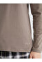 Mg trend'en brown crew neck long sleeve men's pajama top - 3