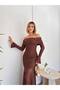 Women's Off Shoulder Long Evening Dress – Black Off-The-Shoulder Elegant Evening Gown, Sheer Tulle Skirt - 3