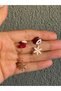Christmas Themed Stone Santa Claus Hat Nail Earrings - 3