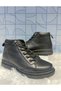 Yüce 109 Women's Black Genuine Leather Rubber Lace Detail Zippered Mother Orthopedic Boots - 4