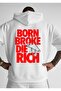 قصة فضفاضة سويت شيرت قطن بغطاء رأس طباعة BORN BROKE