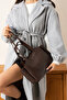 Mari Women's Magnet Closure Wallet Detailed Handbag and Shoulder Bag Brown - 2