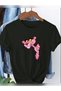 Unisex Oversized P.PANTER Printed Crew Neck Short Sleeve BLACK T-shirt