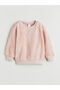 Pink heart embroidered girl's plush sweatshirt