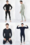 |   Men's Combed Cotton Thermal Underwear Set of 4 (Black Anthracite Navy Blue Nano Green) - 3