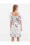 2508 Patterned Mini Flared Dress - Ecru - 4