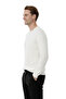 Men's White Comfortable Fit Striped Textured Knit Sweater – Stylish & Modern Design 2605432 - 4