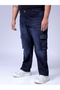 Plus Size Men Blue Mid-Rise Cargo Jeans - 2