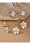 Set of 3 - Faux Pearl Flower Earrings - 2