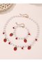 2pcs Girl's Strawberry Pendant Faux Pearl Necklace with Bracelet Set