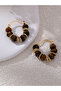 Tiger Eye Beaded Hoop Earrings - 2