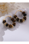 Tiger Eye Beaded Hoop Earrings - 3