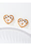 Rhinestone Floral Heart Shape Earrings - 2