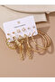 Set of 6 - Golden Hoop Earring - 4