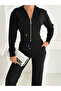 Women's Selani̇k Knitted Fabric Bottom and Top Set with Zippered Hood