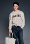 Men's Oversized Limited Written Knitwear Sweater Stone Color - 4