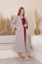 Mama Cotton Striped Nursing Nightgown Set with Robe, Long Sleeve Maternity and Postpartum Nightdress Set with Robe