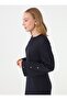 Elegant Button Detailed Knitwear Hijab Dress - Navy Blue - - 3