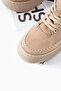 Olmo Women's Lace-Up Plush Boots Beige Suede - 5