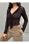 Women's Brown Ruffled Lace Blouse 30106 - 5