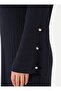 Elegant Button Detailed Knitwear Hijab Dress - Navy Blue - - 5
