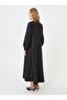 Poplin Fabric Hijab Dress with Button and Belt Detail - Black - - 6