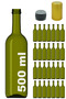 500 ml Green Olive Oil with Locking Cap and Hooded 500 Cc Round Empty Glass Bottles 28 Pieces