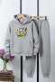 3 İplik Ş Fleece-Lined Winter Kangaroo Pocket K Hooded Print Detailed 6 Piece Boys' Tracksuit Set - 3