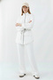 Waist Gathered Scuba Suit N5404 White - 4