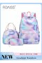 Girls School Multicolor Three-Piece Backpack Sets Galaxy School Bag Fit 15 Inch Laptop Backpack Insu - 3