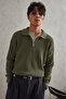 Men's Oversized Sweater with Zipper at the Neck - 2