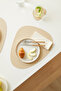 6 Pieces Beige/Stone Faux Leather Tableware Presentation Plate Mat Placemat American Service 45X36 - 4