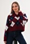 Women's V-Neck Baklava Pattern Knitwear Knitted Sweater 255189 -