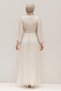 Pleated Premium Lined Balloon Sleeve Evening Dress - 4