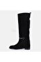 Large Size Women's Genuine Leather Boots 41-42-43-44-Black Suede - 7