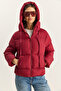 Women's Dark Burgundy Hooded Inflatable Coat 10141018 - 2