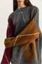 Women's Anthracite Claret Red Diamond Patterned Sweater 20251095 - 6