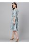 Premium pure georgette light blue colour dress with floral prints - Indo Western wear / dress - 6