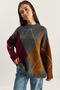 Women's Anthracite Claret Red Diamond Patterned Sweater 20251095