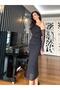 Black Off-The-Shoulder Stone Tulle Dress - 6