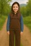 Yuko 422-11-25 Girl's Hooded Denim Sleeve Sweatshirt and Cargo Pocket Piece Sweatpants Set 9/12 Years Old - 3