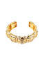 Square Stone Gold Tone Textured Wide Bracelet - 2