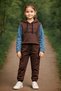 Yuko 422-11-25 Girl's Hooded Denim Sleeve Sweatshirt and Cargo Pocket Piece Sweatpants Set 9/12 Years Old - 5