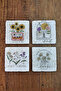 Natural Stone Coaster - Clipart Flower Printed 10X10Cm Ai Flower Stone Coasters 562