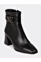 Santa Buckle Detailed Heeled Women's Boots Black