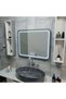 Rectangular LED Mirror 90x75cm Edge LUMINOUS Touch Defog System Black Frame