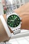 Men's Wristwatch with Calendar Steel Case & Steel Strap Silver-Green Zmfer205 - 3
